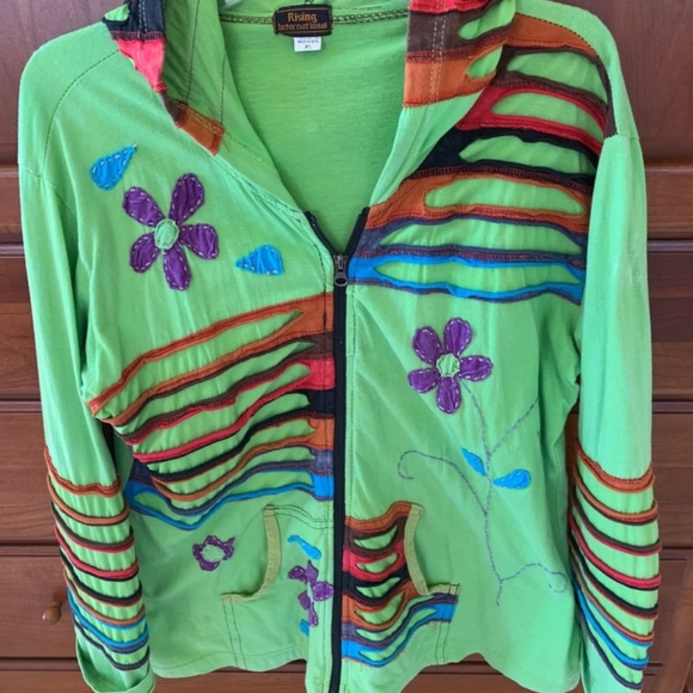 Rising International Boho Flower Embroider Hoodie